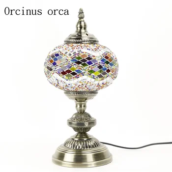 Mediteranska klasicni ručni boji stakleni svijećnjak spavaća soba noćni lampe jugoistočna egzotične lampe besplatna dostava