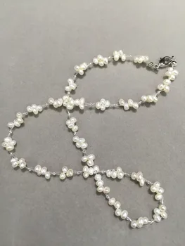 Veleprodaja 3-4 mm Prirodni Slatkovodni Biseri Ogrlica mali biser ogrlica jedinstveni dizajn Pravi Biseri moda žena ili djevojka nakit