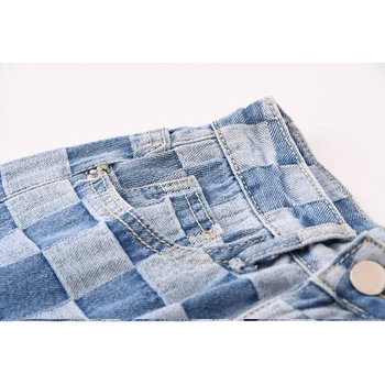 2021 Vintage Plave Kariranih Traper Kratke hlače Ženske Ljetne Nove Gaćice Harajuku s Visokim strukom Svakodnevne Slobodne Ravne Kratke Ženske Traperice