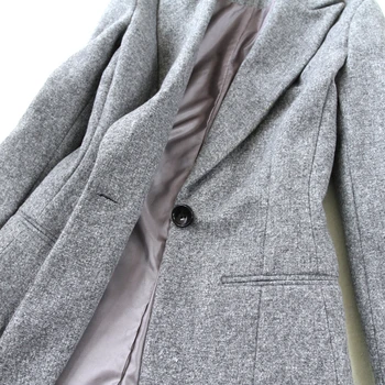 Plus size ženski visoko kvalitetne zimske novi stil tanak debeli vuneni kostim na jedan preklopni s visokim strukom široke hlače sivo odijelo odijevanje