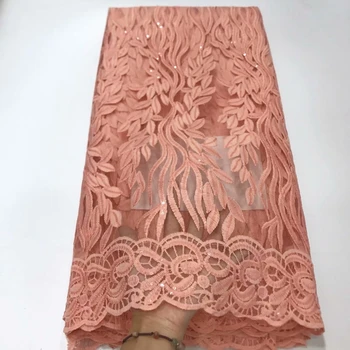 2019 kvalitetan slijed Francuski nigerijski šljokice čista Afrički tila mreže slijed cvjetne čipke tkanina za haljine 5 metara/lot YL0808