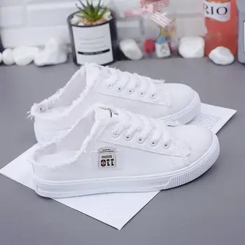 Veleprodaja puno komada Platna Bijele Cipele Dječji Stil Cipele Proljeće Stan Studenti Papuče Lijeni Univerzalni lykj-yxy
