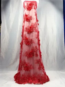 Dobar Crvena boja tkanine, čipke, tila cvjetne čipke vez cvjetne čipke tkanina za vjenčanje haljina s beaded novi dolazak JRB-7305