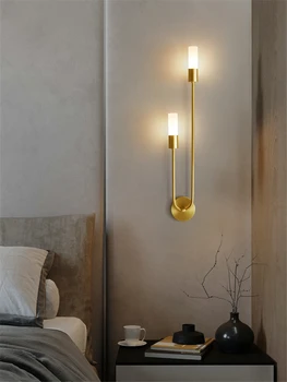 Skandinavski moderne u-oblika, bakrene zidne svjetiljke dnevni boravak spavaća soba stepenice kabinet prolaz dekor bijelo staklo zidne svjetiljke svjetiljke