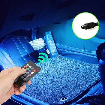 Led Car Foot Ambient Light With USB Cigareta Lighter Backlight Music Control App RGB Auto Interior Decorative Atmosphere Svjetla