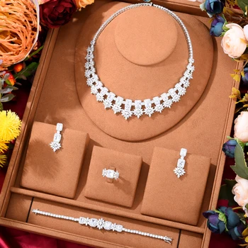 Siscathy Nova Moda Kubni Cirkon Vjenčanje Postavke Komplet Nakita Za Žene Luksuzni Crystal Ogrlica I Naušnica I Narukvica Nakit