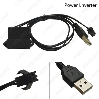FEELDO 20set 12V USB Power Inverter 3M 9-color Car Flexible Molding EL Neon Glow Lighting Rope Strip With Fin #CA5770
