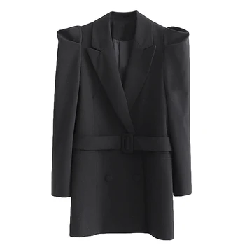 ženska moda u Europi ms hubble-bubble sleeve design to collect waist suit двубортное dugi kaput jesen