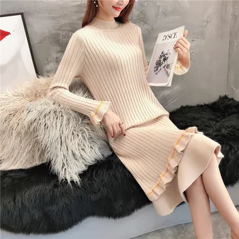 Lijeni vjetar pulover džemper ženski dug do koljena, korejska verzija 2020 jesen i zima novo donje вязаное haljina