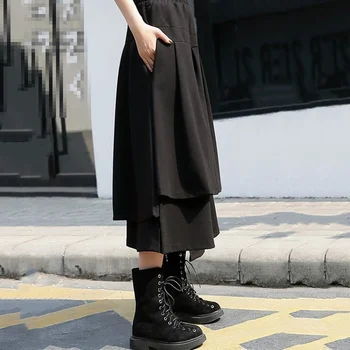 CHICEVER Jesenski Ženska Suknja Elastična visokim Strukom Asimetrični Rub Svakodnevne Besplatni Midi Suknje Za Žene Oversize Moda Novi 2020