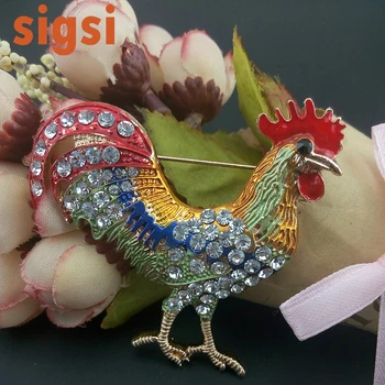 Starinski stil 55 mm Šareni nakit sretan crystal Božićni poklon pijetao broš modni stil piletina životinja pin