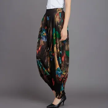Topla ljetna pista svakodnevne ženske sportske hlače s visokim strukom slobodan cvjetni Široke hlače ženska odjeća print Berba hlače sizeL-3XL