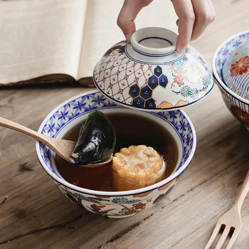 6 inča Japanski stil rezanci zdjelu s poklopcem pirjani šalica zdjelu na pari jaja, čaša keramičkih zdjela osnovna суповая šalica umotan u zdjelu jedan l