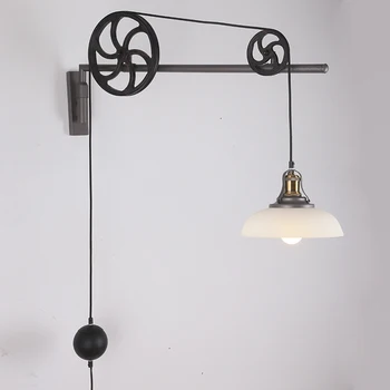 Edison Potkrovlje Industrijski Starinski Pokretni Kotur Zidne Lampe Starinski Američki Pull-Koloturnik Zidne Lampe Za Kafića, Kluba, Bara