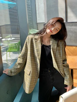 Hu Chuliang yyds korejski casual kockice odijelo i kaput ženski proljeće i jesen dizajn temperament top ženski