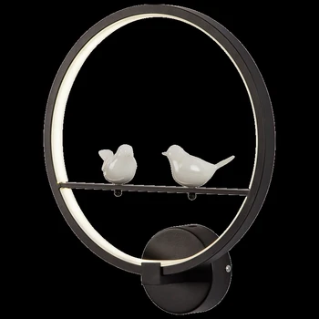 GZMJ Wonderland Modern Black/White 2 Birds Designer Wall Lamp Round Acrylic Wall Light Led Wall Sconce Indoor Lighting Products