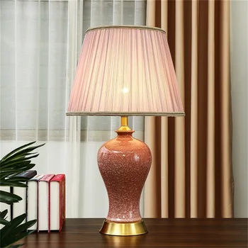 Lampe za OURFENG Pink Jingde Ceramic Copper Contemporary Design Desk Light Home LED Dekorativna Za Dnevni boravak Ureda Spavaće sobe