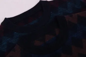 Visoka kvaliteta козья кашемировая nit plesti muška moda o-izrez prugasta debeli džemper, pulover tamno plava 2 boje S/3XL