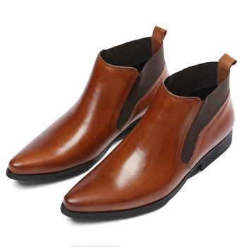 Modni Crne / Smeđe Muške Čizme s oštrim Vrhom, Modeliranje Cipele Od prave Kože, Jesenske muške Cipele