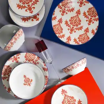 Zeugma 24 kom Set posuđa Crvene moderni motivi tanjur сервировочная čaša set posuđa mogućnost odijelo