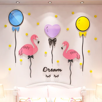 Мультяшный stil izmjenjivi Balon flamingo akril DIY naljepnica na zidu 3D Dnevni boravak hotel KTV bar kino ukras Naljepnica na zidu