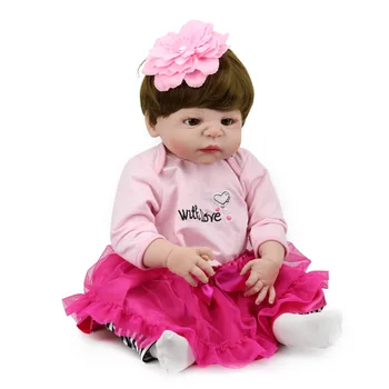 23 inča Full silikon reborn Bathe Igračke Baby-Reborn girl Bebe simulacija Rođendan Božićni Poklon naplativa lutka beba lutka