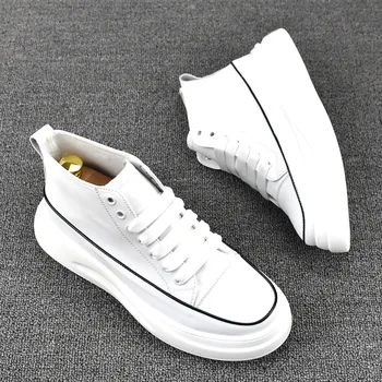 Korejski stil muške svakodnevne cipele na platformu ulica bijele cipele prozračna originalne kožne cipele trend lijepe čizme botas mans