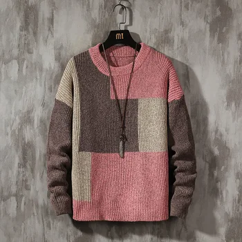 Cross border jesen i zima novi muški pulover usklađivanje boja japanski svakodnevni muška majica