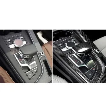 Auto dijelovi Real soft Carbon Fiber Gear Shift Panel & Knob Cover For Audi A4 B9 A5 2017-2019 Left driving