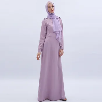 Islamsko monotone tanku dugu haljinu Muslimanski ženski ogrtač ljubičasta elegantan stručni haljina