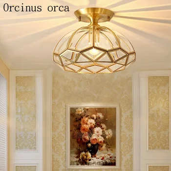 Američki stil cijeli bakar mali luster spavaća soba ulaz stropna svjetiljka Europski stil moderan pojednostavljeni stropna svjetiljka