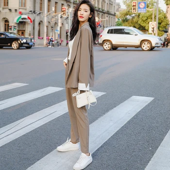 Korejski stil, Moderan Komplet od 2 Predmeta, Ženska sportska jakna, Uredski Ženski Casual Poslovnom Klasične Formalne Blazer, Kostime