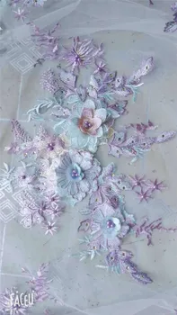 8 boja opciju 3D cvijeće na mrežu/mreže vezene vjenčanje/ evinging/show haljina cvjetne čipke tkanina s perlicama H-09