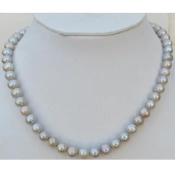19 Elegantan divljaštva AAA+ TRENUTNO se nalazi prirodni south sea srebrno-siva biseri necklace925silver