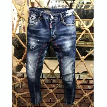 DSQ2 Žene/Men Slim Jeans Straight Leg Motorcycle Rider Hole Pants A177#