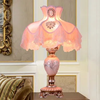 Europska Koreja Pastoralna Pink Princess Čipke Topla Soba Kreativno Noćni Lampe Za Vjenčanje Svečanosti Stolne Svjetiljke