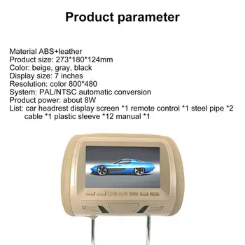Pouzdan 7-Inčni DC12V Auto LCD Digitalni Zaslon HD Naslon za glavu Monitor Stražnjeg Sjedala Zabavu s Daljinskim Upravljanjem Auto Oprema