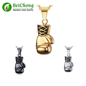 BC Gold/Black/Silver Plated Fashion Mini Boks Rukavice Necklace Boks Jewelry Stainless Steel Cool Pendant For Men Poklon Boys