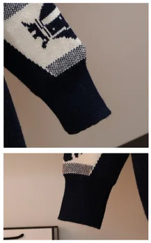 2021 Zimski Ženski Kardigan Tople Pletene Džemper Modni Kukičane Majice Slobodna Topla Odjeća Cloting Geometrijski Print Plus Veličine Odjeće