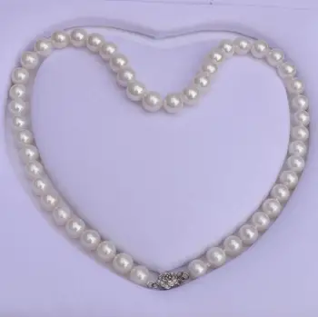 Besplatna dostava raskošan Autentičan biseri 9-10 mm svjetlost prirodni biser ogrlica fin nakit