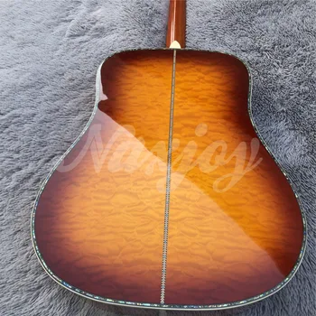 Custom Orange Burst Maple D Style 45 Model Acoustic Guitar Abalone Binding and Inlays Ebony Fingerboard Besplatna Dostava