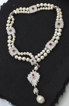 2 reda od oko kruga 7-8 mm ogrlica priroda veleprodaja perle od 17 inča