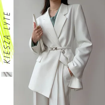 Ženski Uredski Bijeli Kostim Iz Dva Dijela Nogavica Odijelo 2022 Proljeće Novi Minimalizam Elegantne Hlače Odijelo Blazer Jakne Setovi Radna Odjeća