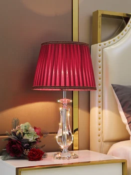 Suvremena moda crystal lampe spavaća soba noćni dnevni boravak luksuzni topla romantična brak američki plava stolna lampa
