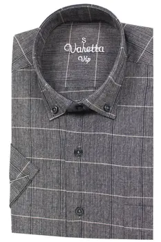 Muška majica Varetta 100 Pamučna Majica Lana, Sive košulje za muškarce Uobičajene svakodnevne košulje Pokrivač muška košulja kratkih rukava učinjeno u Turskoj