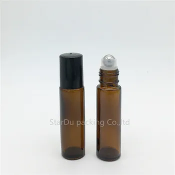 500 kom./lot 10 ml amber roll na bočicu parfema, 10 ml янтарное eterično ulje роллон bocu, mali stakleni valjak kontejner