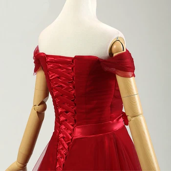 AnXin SH crvene čipke, Haljine Seksi Mladenka College princeza crveni luk večernja haljina plaža Turska brod vrat crveno čipkan večernja haljina
