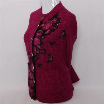 Kozji kašmir pletene ženski modni kineski starinski stil debeli crni kardigan džemper 2 boje S/4XL