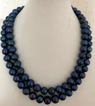 2 niti 11-12 mm tahitian baroka crna plava biserna ogrlica 18
