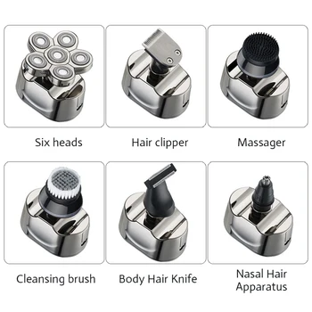 Električni aparat za brijanje Muška Груминг Komplet za Mokro Suho Za Muškarce Trimer Za Kosu Bradu Električni aparat za Brijanje USB Punjiva Rotirajući 6 Rezanje Glava